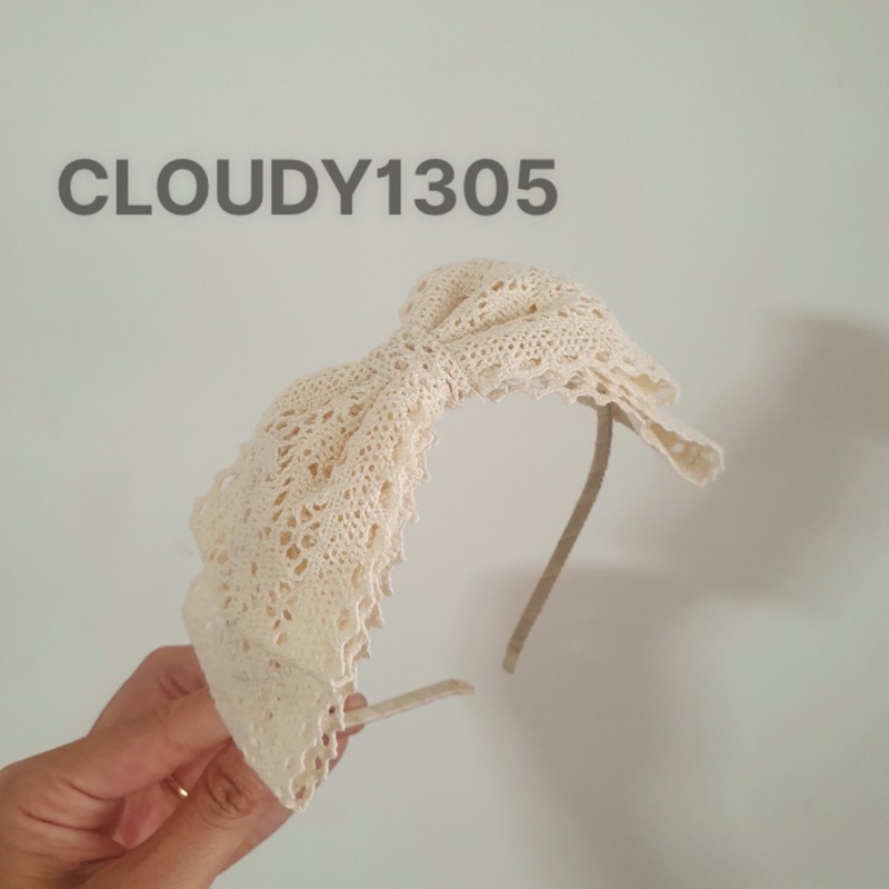 Cài tóc/ Bờm tóc nơ ren 2 tầng nằm