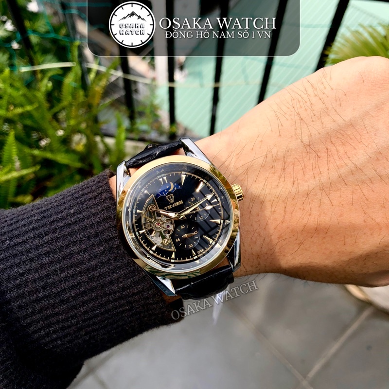 Đồng Hồ Nam TEVISE T795A Cơ Automatic Dây Da Chạy Tất Cả Kim Chính Hãng