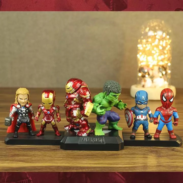 Bộ mô hình mini để bàn Marvel 6 nhân vật siêu anh hùng (có Hulkbuster siêu đẹp)