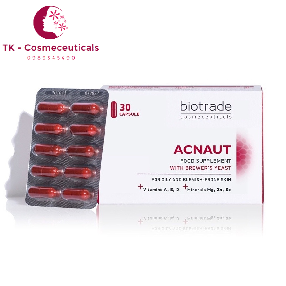 (Chính Hãng) Viên Uống Biotrade Acnaut Hỗ Trợ Giảm Mụn, Kiềm Dầu, Sáng Da, Ngăn Ngừa Lão Hóa - Hộp 30 Viên