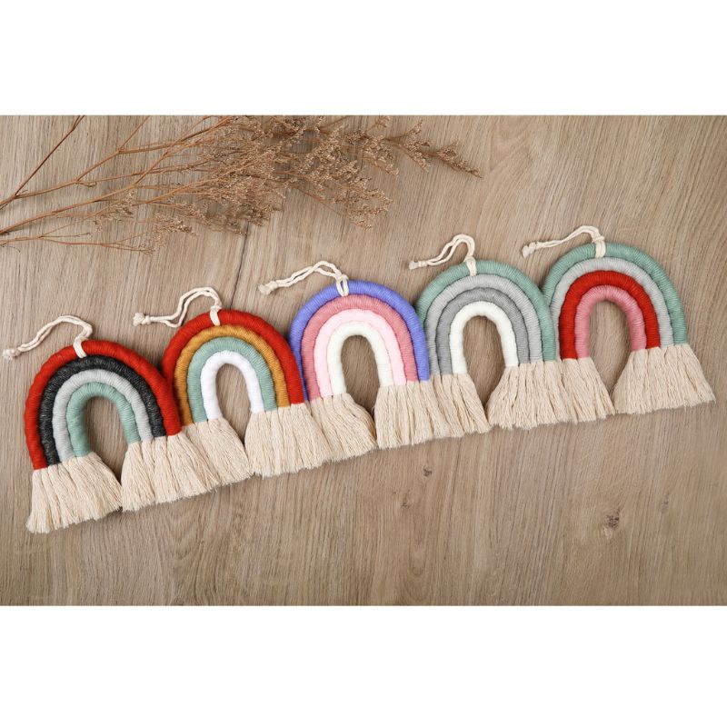 ✿ Cầu Vồng Đan Macrame Thủ Công Nhiều Màu Sắc Treo Tường Trang Trí Phòng Trẻ Em / Lớp Học