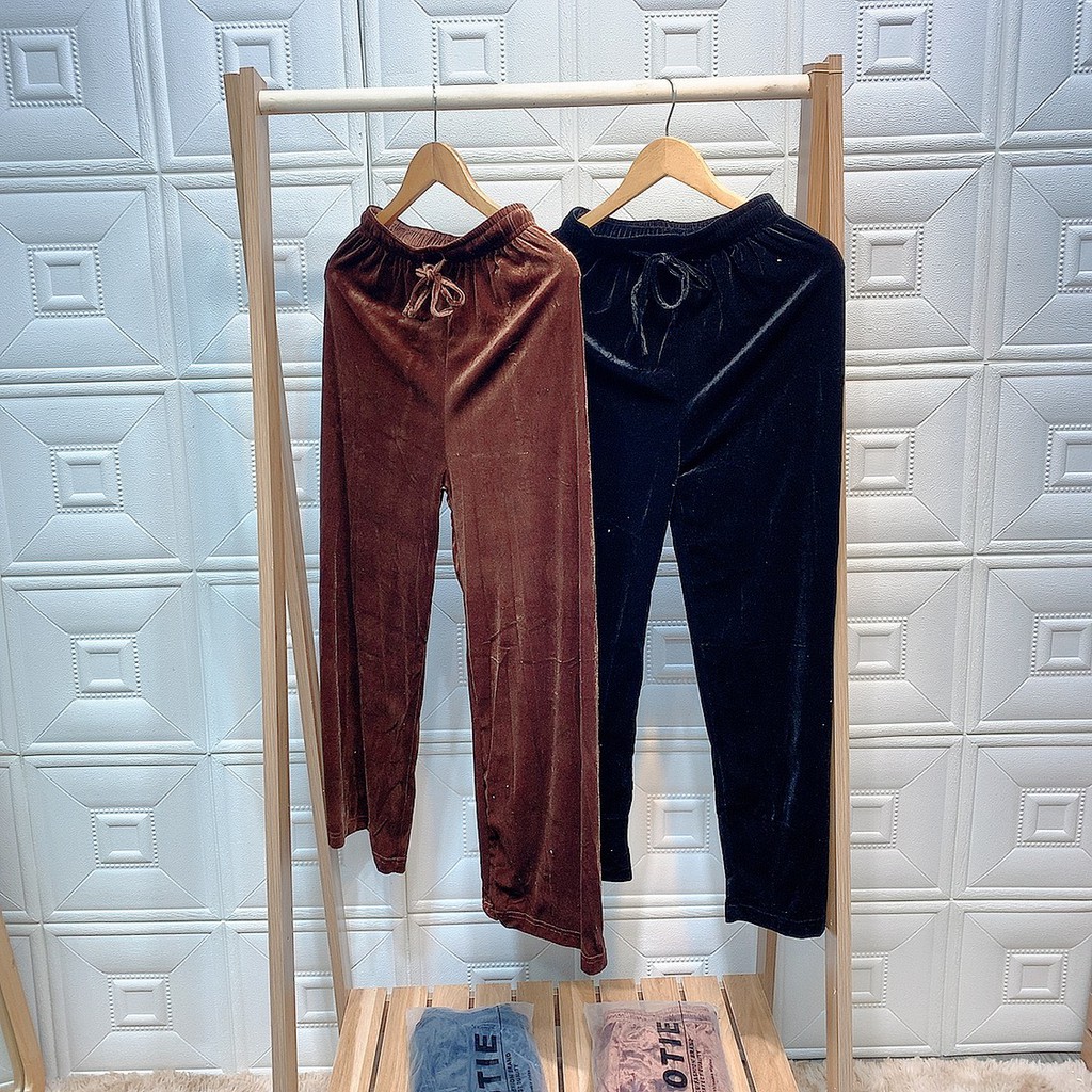 Xả hàng - Quần ống suông Motie quần nhung culottes nữ  1Z35
