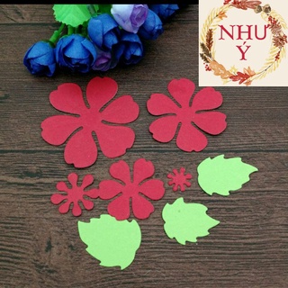 (KHO SỈ) Set 8 bông hoa và lá (5 hoa, 3lá)🌻SHOP MẦM NON NHƯ Ý 🌻
