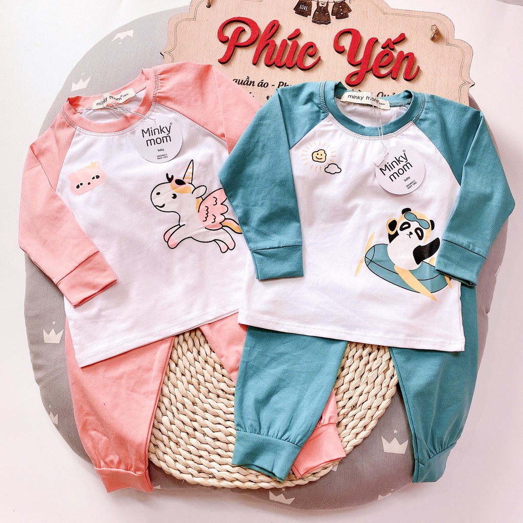 Sale !!!Bộ Dài Tay Cotton 100 % Minky Mom In Họa Tiết Động Vật  Thú Lướt Ván_super Sale ( 7-19kg) (1327)