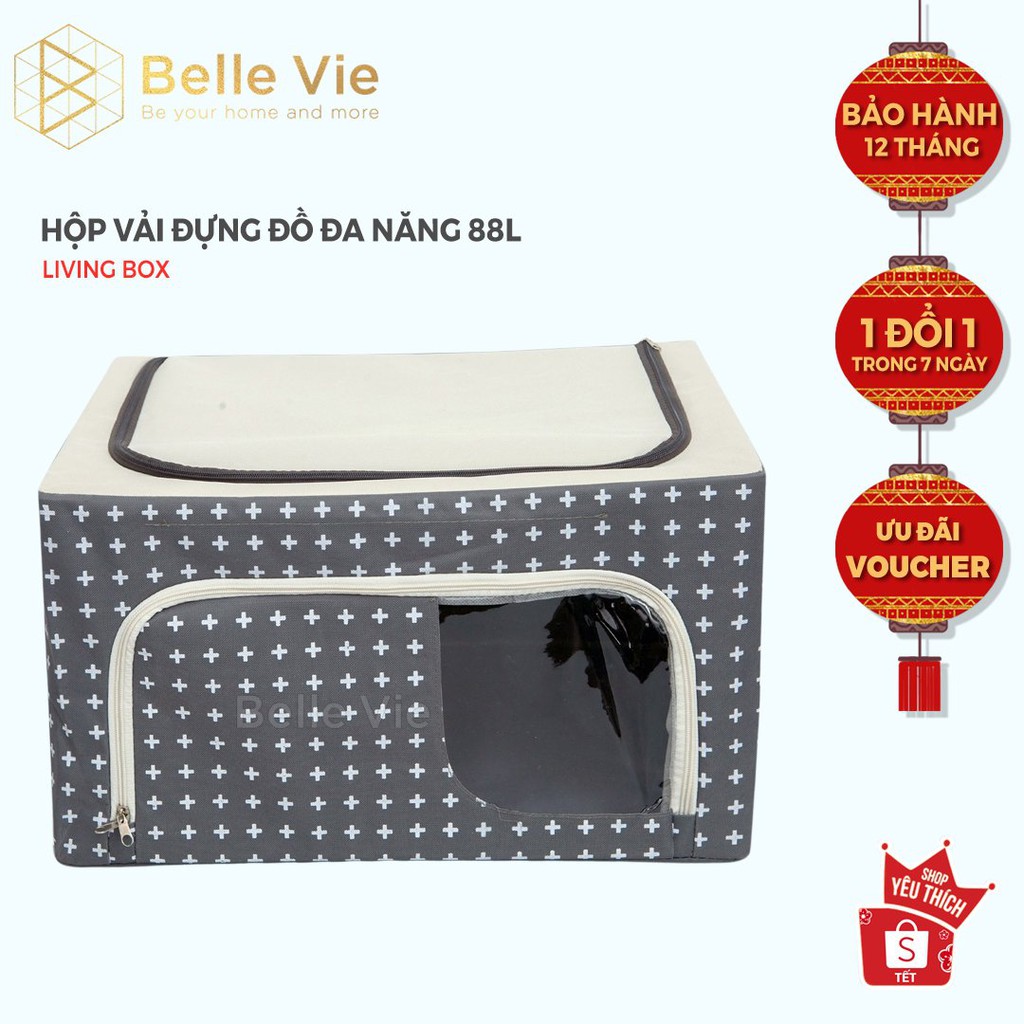 Hộp Đựng Đồ Đa Năng , Túi Đựng Quần Áo BelleVie Vải Polyester Chống Thấm Nước Khung Thép Chắc Chắn Living Box