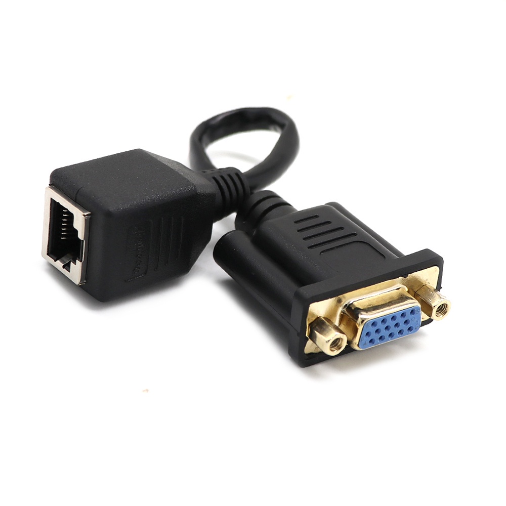 Dây cáp LAN CAT5 CAT6 chuyển đổi VGA sang RJ45 chuyên dụng màu đen