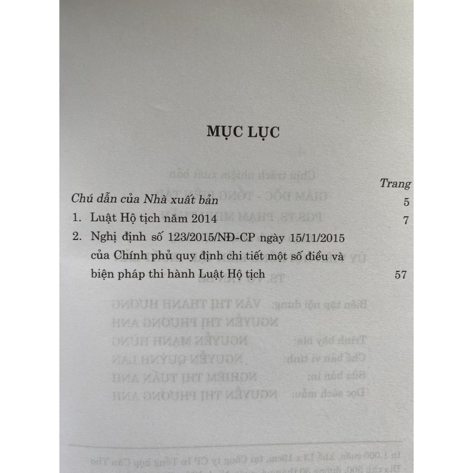 Sách-Luật Hộ Tịch  Và Nghị Định Số 123/2015/NĐ-CP Hướng Dẫn Thi Hành