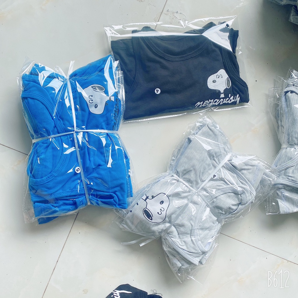 Bộ ba lỗ SNOOPY cho bé FUHA, quần áo sát nách cotton bé 8kg đến 20kg