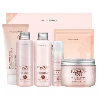 Set toner emulsion nước hoa hồng sữa dưỡng nature republic