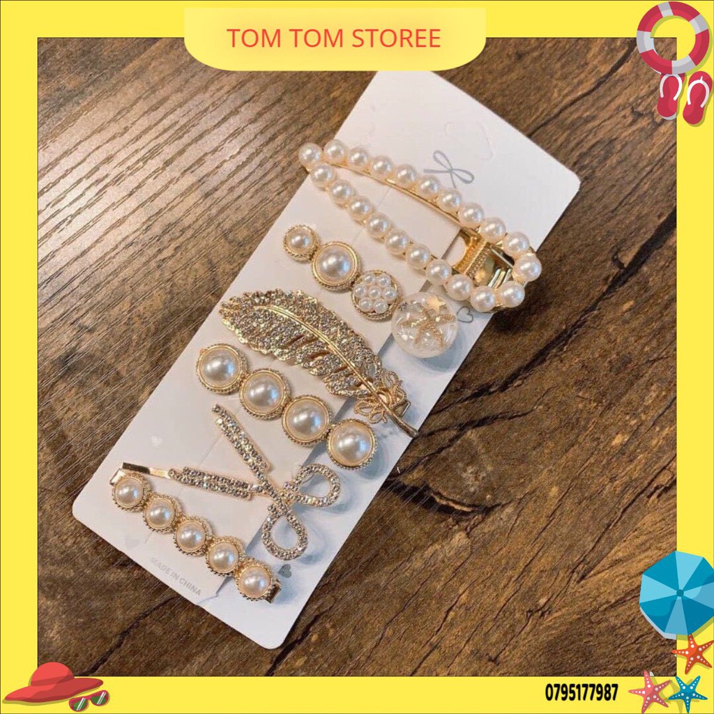Set 6 Kẹp Tóc Tiểu Thư Sang Chảnh ( Màu Vàng ). TOM_TOM_STOREE