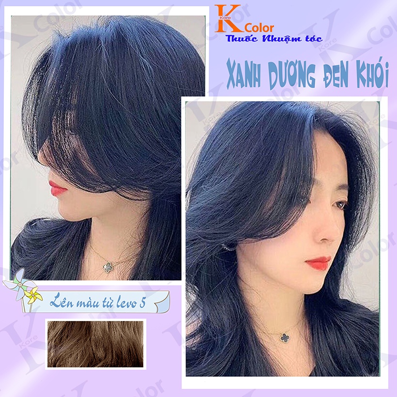 Thuốc nhuộm tóc XANH DƯƠNG ĐEN ÁNH KHÓI không tẩy sử dụng tại nhà nhiều thảo dược giá rẻ kcolor