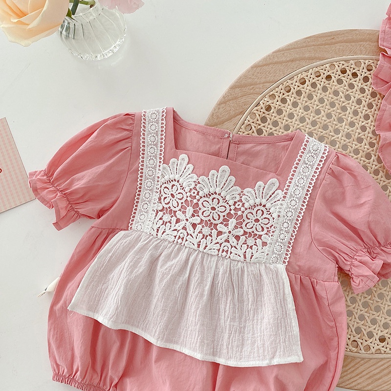 Bộ Áo Liền Quần Phối Ren Dễ Thương Thời Trang Mùa Hè Cho Bé