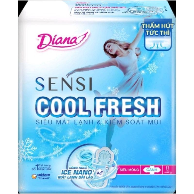 Băng vệ sinh Diana sensi Coolfresh siêu mỏng cánh/không cánh .