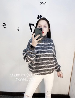 Áo kẻ len lông thỏ ( anh thật )