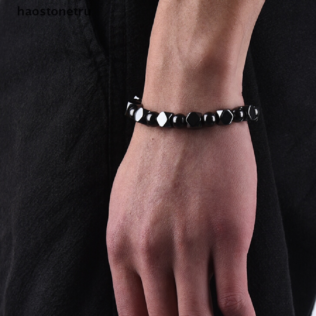 Vòng Tay Chuỗi Hạt Đen Đá Hematite Từ Tính Chăm Sóc Sức Khỏe Dành Cho Nam