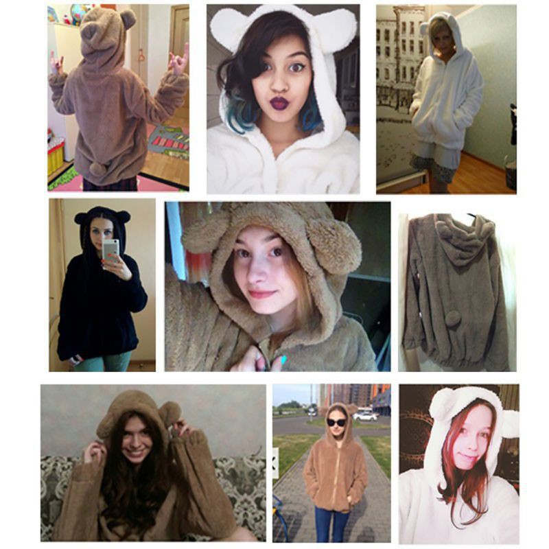 Áo khoác kéo khóa có nón tai thỏ ấm áp dễ thương dành cho nữ | BigBuy360 - bigbuy360.vn