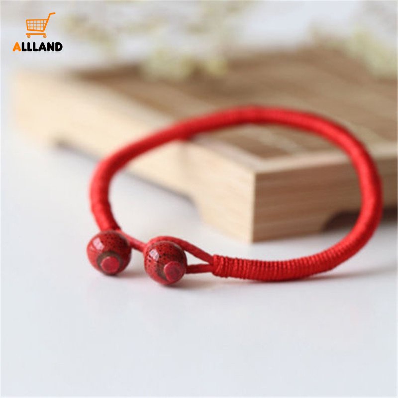 Vòng Tay Dây Bện Đính Đá Ngọc Bích Nhân Tạo Màu Đỏ May Mắn Handmade Có Thể Điều Chỉnh Dành Cho