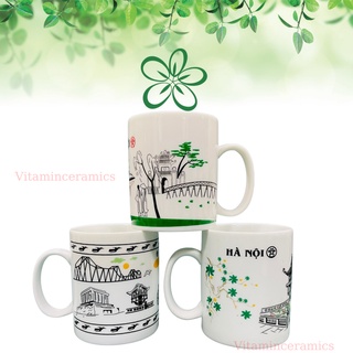 Ly sứ uống nước - cốc sứ hà nội - cốc bia - bát tràng cao cấp - dung tích 350ml - vitaminceramics