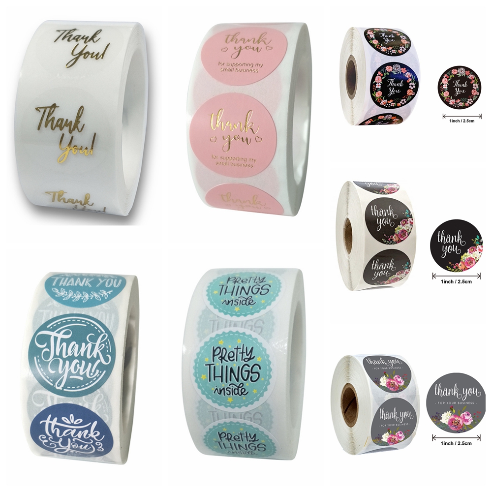 Set 500 Nhãn Dán In Chữ Thank You Dễ Thương