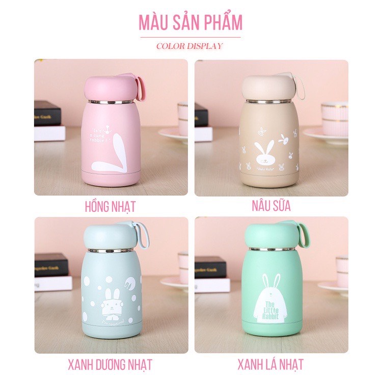 Bình Giữ Nhiệt Thỏ Dung Tích 320mL, Ruột Thép Không Gỉ S304, cực Cute