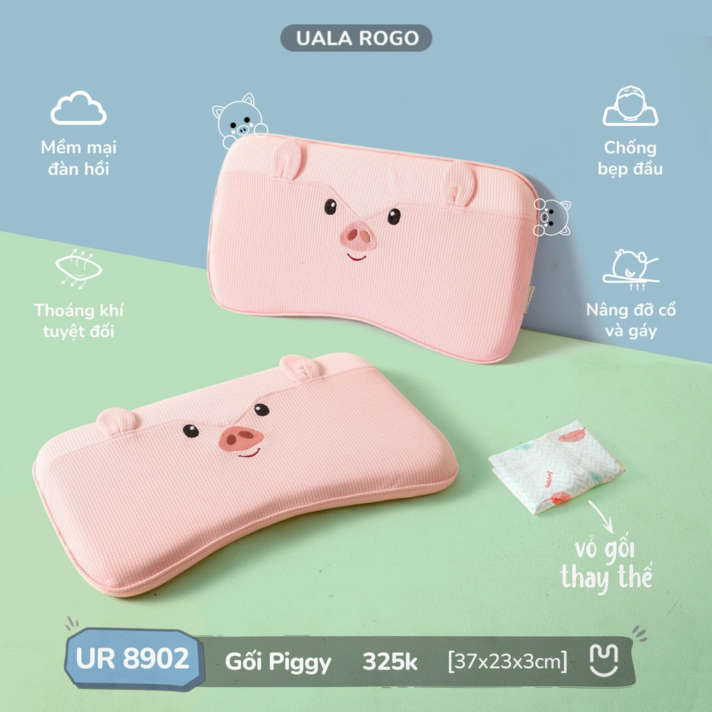 Gối chống méo đầu Piggy UalaRogo tặng kèm vỏ UR 8902