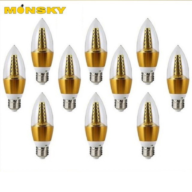 Combo 5 combo 10 đèn nến MONSKY đui E27 LED ánh sáng vàng nắng độc đáo