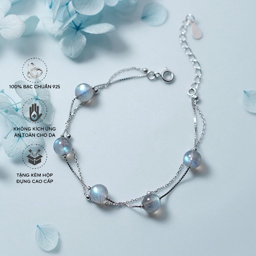 Lắc Tay Bạc Blue Peach Đá Biển LT555