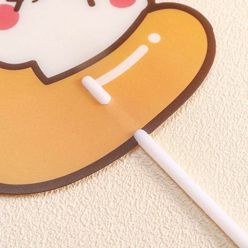 Quạt mini cán tròn dài, hình dễ thương hàn quốc -Quạt nhựa cầm tay nhiều hình