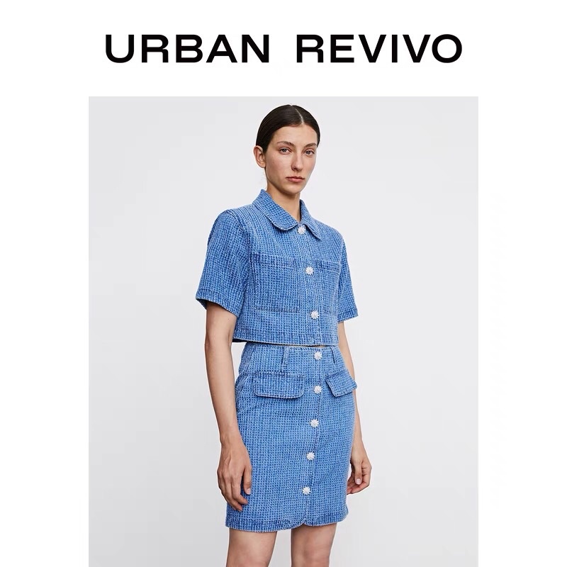 Chân váy dạ xanh Urban Revivo