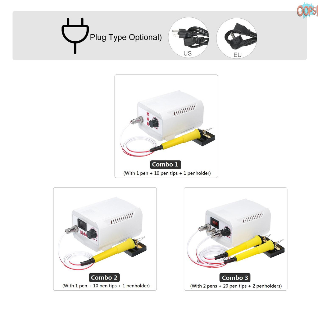 (Hàng Mới Về) Bộ 31 Dụng Cụ Làm Mộc 60w 110v-240v + 20 Đầu Bút + 2 Đầu Nối Dây