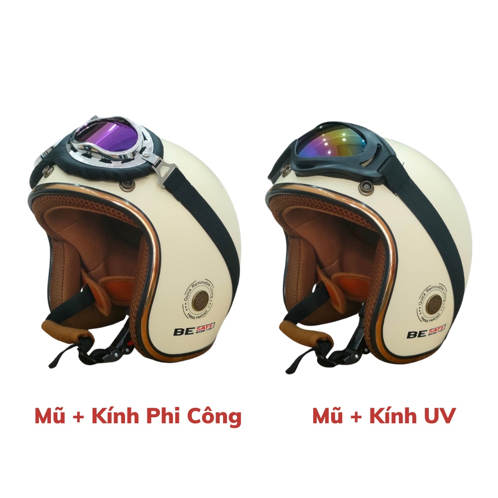 Mũ nón bảo hiểm 3/4 đầu cute kính âm xe máy đi phượt chính hãng