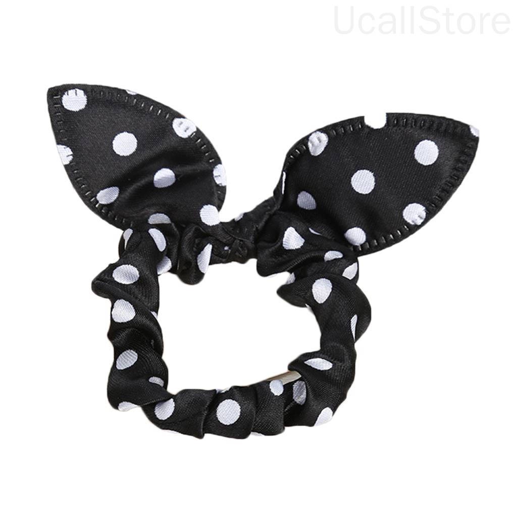 Dây Cột Tóc Tai Thỏ Co Giãn Họa Tiết Chấm Bi Nhiều Màu Sắc Cho Bé Gái 1 Tuổi