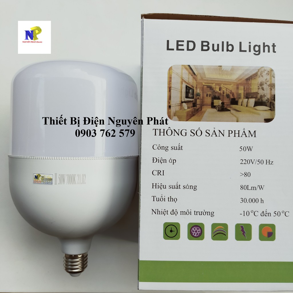 Bóng Đèn LED Công Suất Cao 50W Siêu Sáng (Siêu To) Ánh Sáng Trắng -Tiết Kiệm Điện Năng