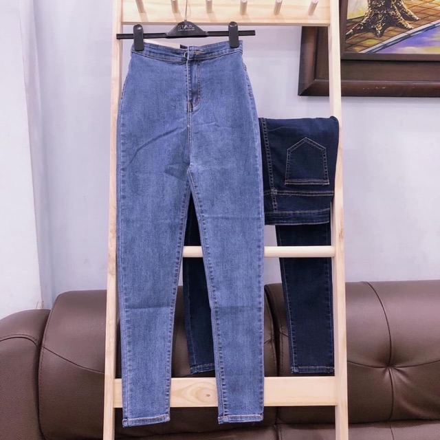 Quần Jean lưng cao 1 nút 2 màu