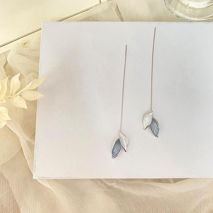 Khuyên Tai Hình Chiếc Lá Xinh Thiết Kế Thanh Lịch Phong Cách Hàn Quốc T15 QiQiShop