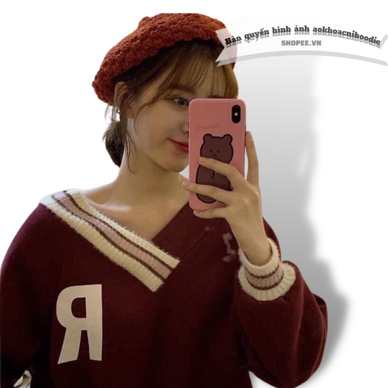 Áo thu đông nam nữ , áo sweater form rộng nam nữ dài tay phối chữ R 3 màu Freeship | BigBuy360 - bigbuy360.vn