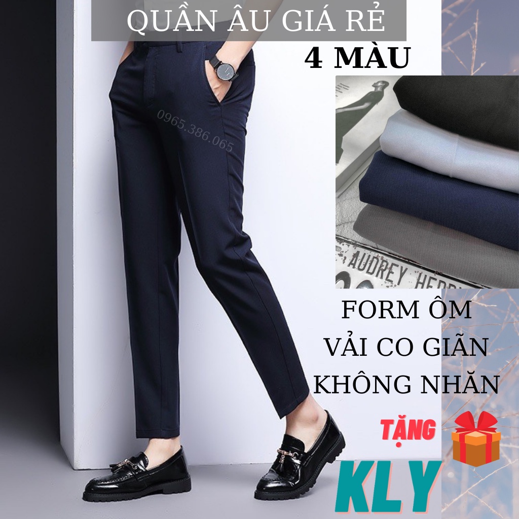 Quần Âu Dáng Hàn Nam Đen Cạp Cao Không Nhăn Quân Tây Vải Nam Công Sở Ống Côn Slimfit Co Giãn Vải Mỏng- KLY
