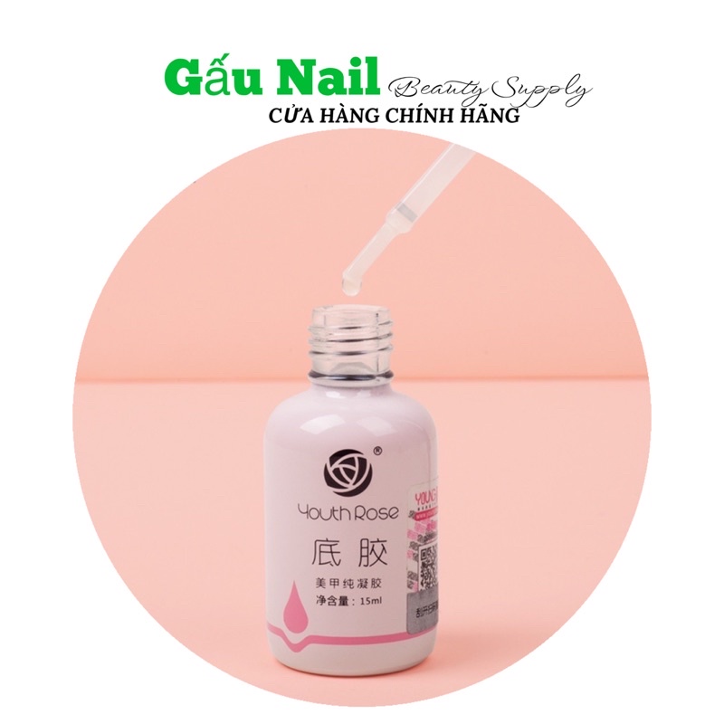 Base Top hoa hồng Youth Rose chính hãng (bộ 3 thần thánh) Base hoa hồng, Top hoa hồng,cứng móng hoa hồng (15ml)