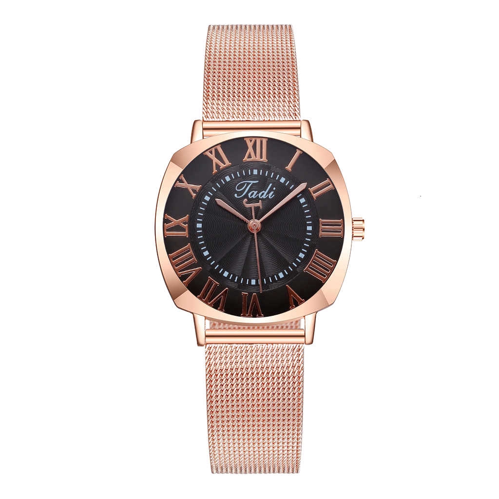 Đồng Hồ Nữ Dây Thép Không Gỉ Màu Vàng Hồng Thanh Lịch