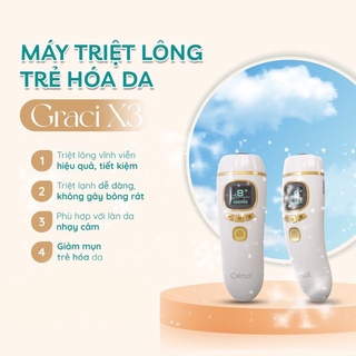 Máy triệt lông vĩnh viễn Crenot Graci X3 băng lạnh trẻ hóa da mini cầm tay nách vùng kín bikini chân IPL tại nhà