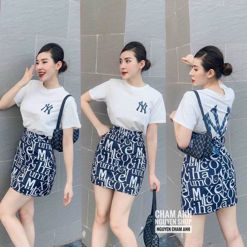 Set NY kèm mũ trắng-đen hàng loại 1 (5226)