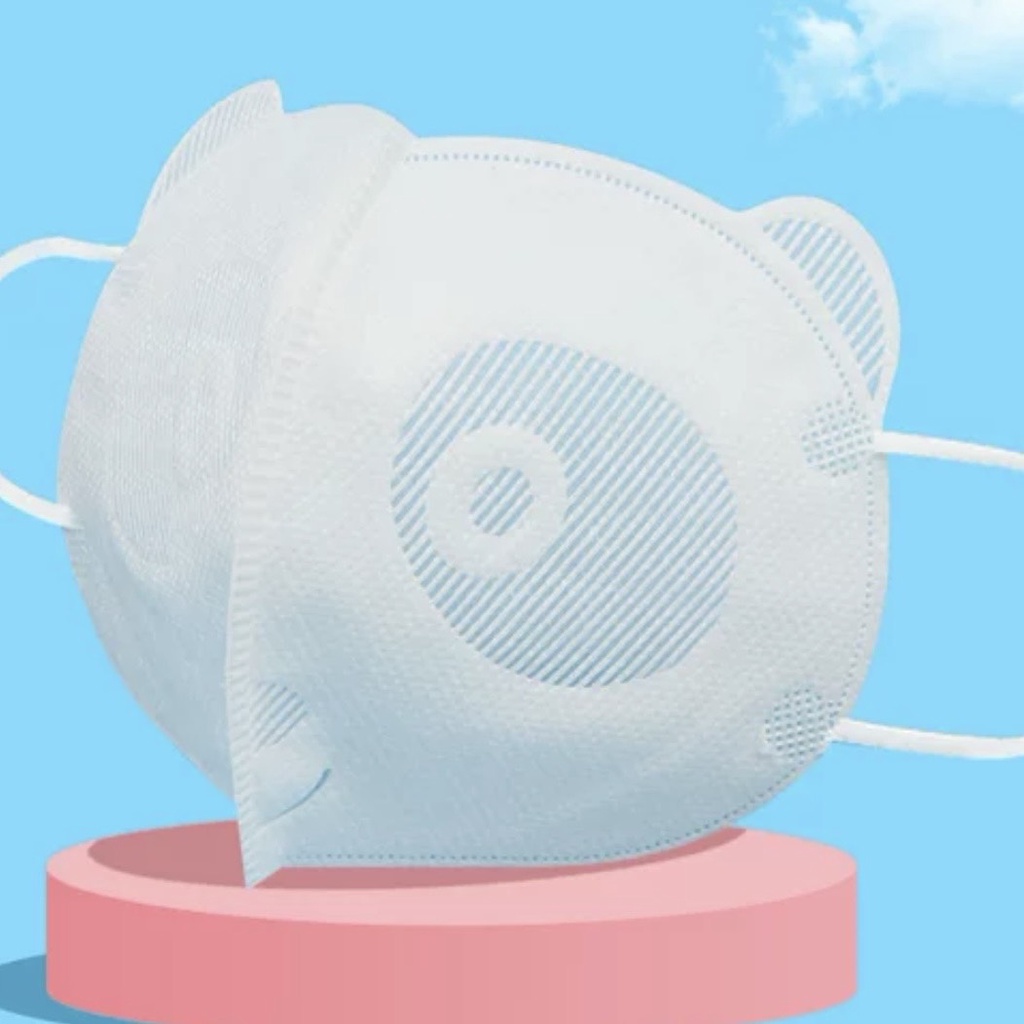 Khẩu trang 3D Gấu Panda 3Q kháng khuẩn cho bé 2-12 tuổi màu Xanh – Trắng