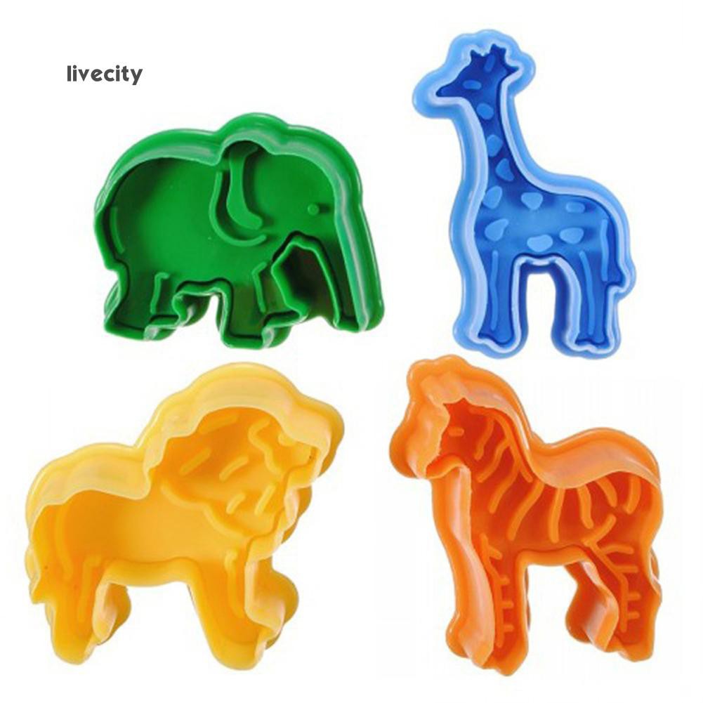 Set 4 Khuôn Cắt Kẹo Mềm Trang Trí Bánh Tạo Hình Động Vật