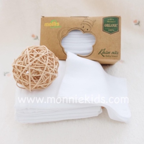 Set 10 Khăn Sữa Cao Cấp MOLLIS ORGANIC 30x30CM