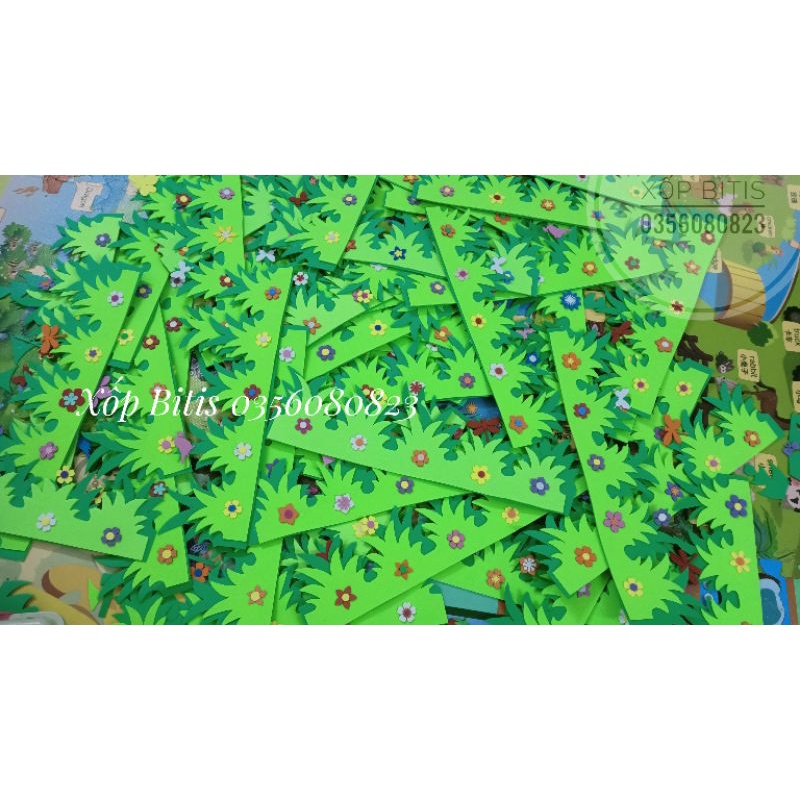 Cỏ trang trí chân tường - hàng rào chân tường nỉ xốp 50cm/1 cái