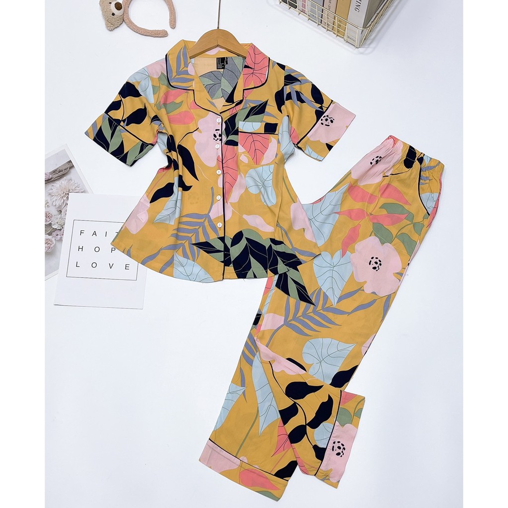 Bộ Pijama Tay Ngắn Quần Dài chất tole lanh VNXK
