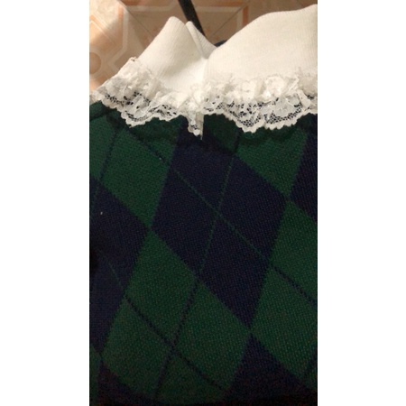 |SONA TOP| Áo cardigan cổ bèo caro xanh đen ROSE BLACKPINK, SOMI, Triệu Lộ Tư TLÉA