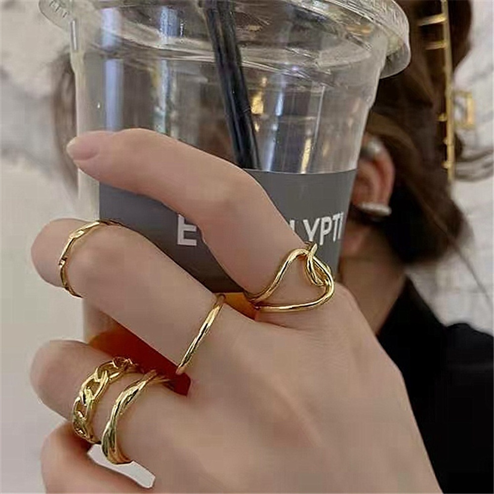 Set 5 Nhẫn Đeo Ngón Tay Kiểu Dáng Đơn Giản Có Thể Điều Chỉnh Nhiều Màu Sắc