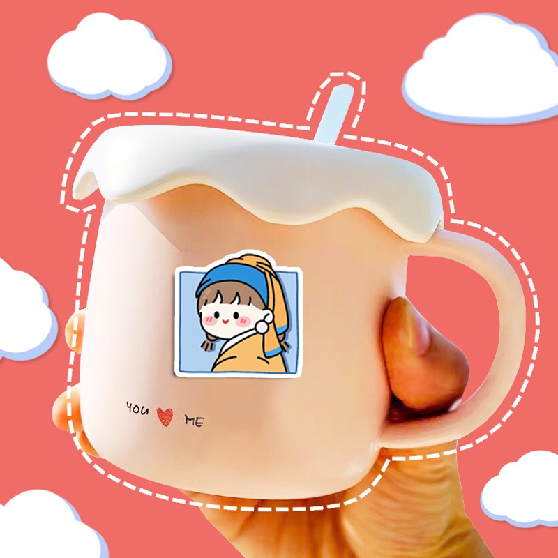 Set 90 chiếc sticker chống nước hoạt hình chibi GẤU XANH PASTEL dễ thương quá trời luôn nè - Tanpopo Sticker
