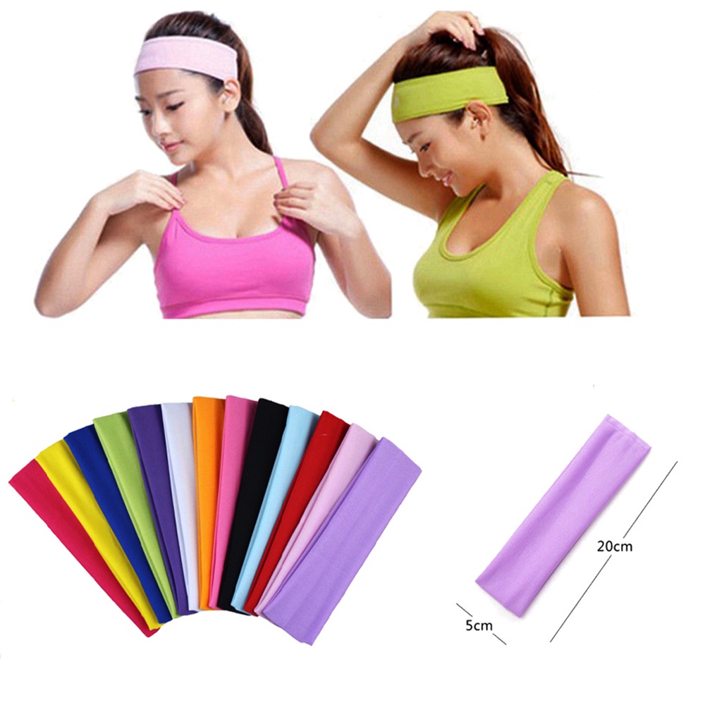 Băng đô co giãn thấm hút mồ hôi 19 màu tùy chọn dùng khi chơi thể thao/ tập yoga/ nhảy múa